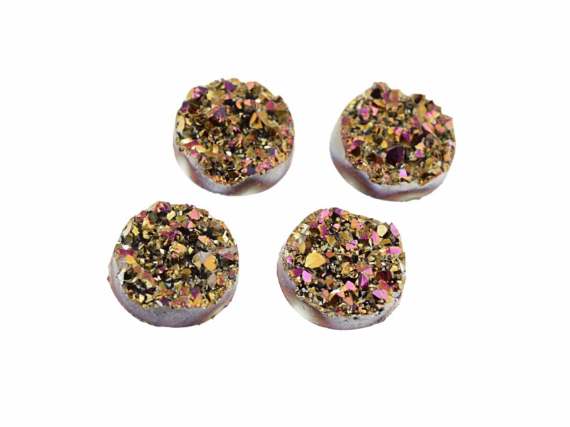 4 Cabochons "Eiskristalle" in gold-rosa, 12 mm