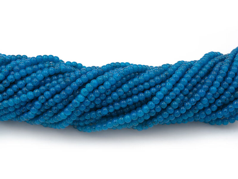 Marmorierte Glasperlen in blau mit 4 mm Durchmesser 1 Strang mit 190 Perlen