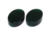 2 dicke Cateye- Glascabochons in dunklem waldgrün, 25 x 18 mm