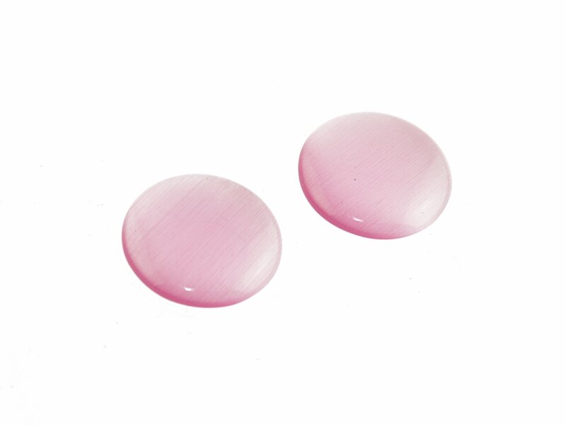 4 Cateye- Glascabochons in rosa, 18 mm