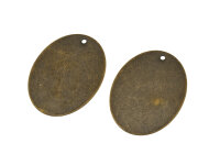 2 große ovale Messingplättchen in antik...
