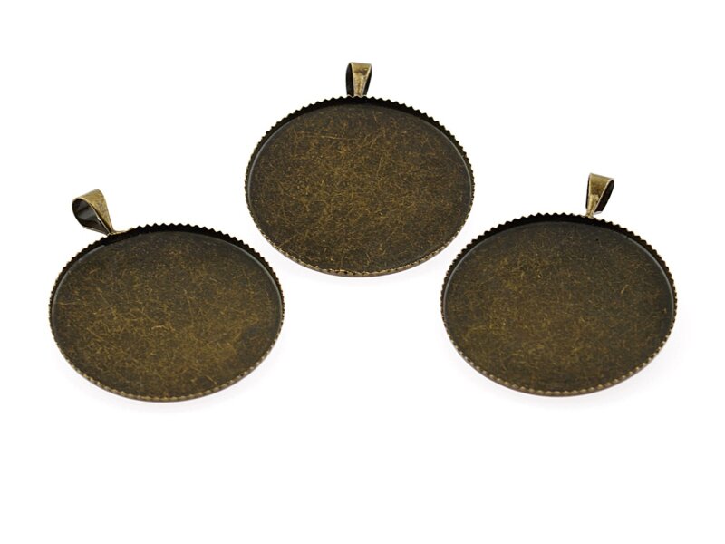 4 Fassungen in antik bronze für 25 mm Cabochons