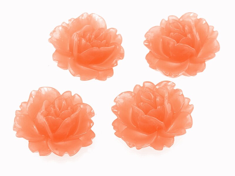 4 Cabochons "Seerose" in hellem orange, 16 x 18 mm