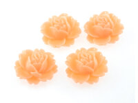 4 Cabochons "Seerose" in pfirsich, 16 x 18 mm