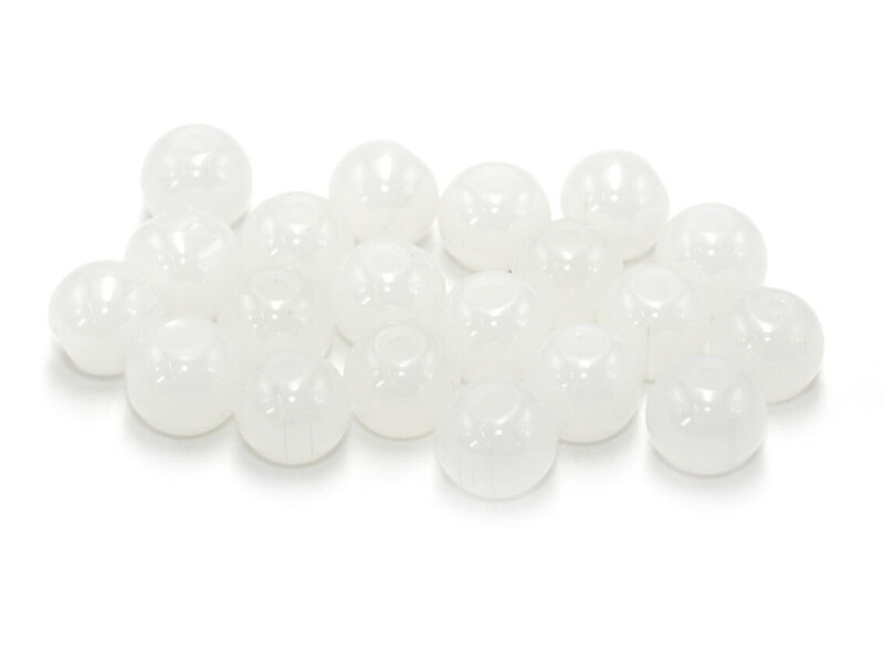 20 glänzende Glasperlen in Jadeoptik in weiß 8,5mm
