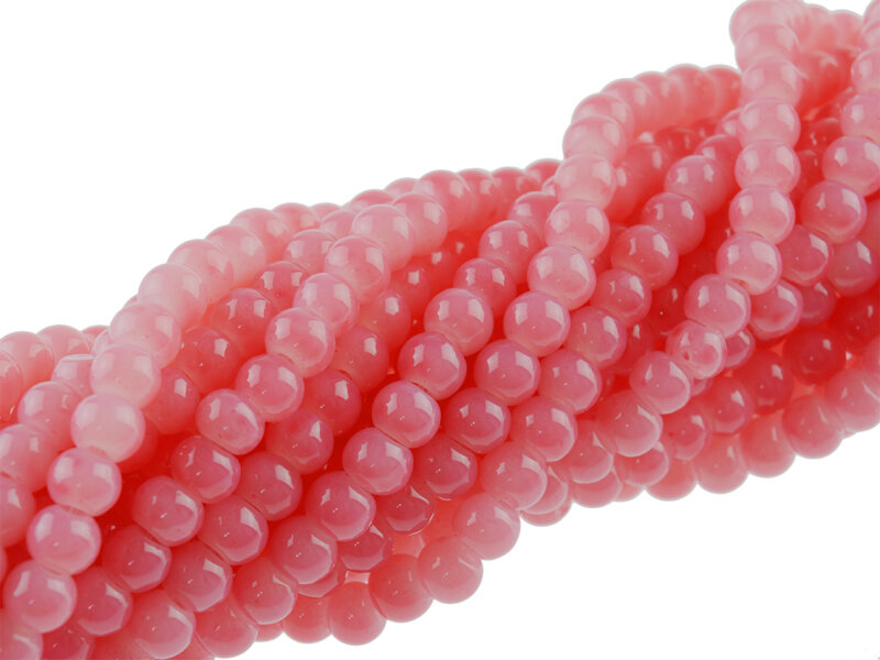 Perlen aus Glas in koralle pink 4,5mm 200 Stück Glasperlen in Jadeoptik