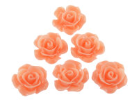 4 filigrane Cabochons als Rose in lachs, 15 mm