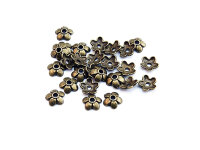 40 Perlenkappen in antik Bronze, 6 mm