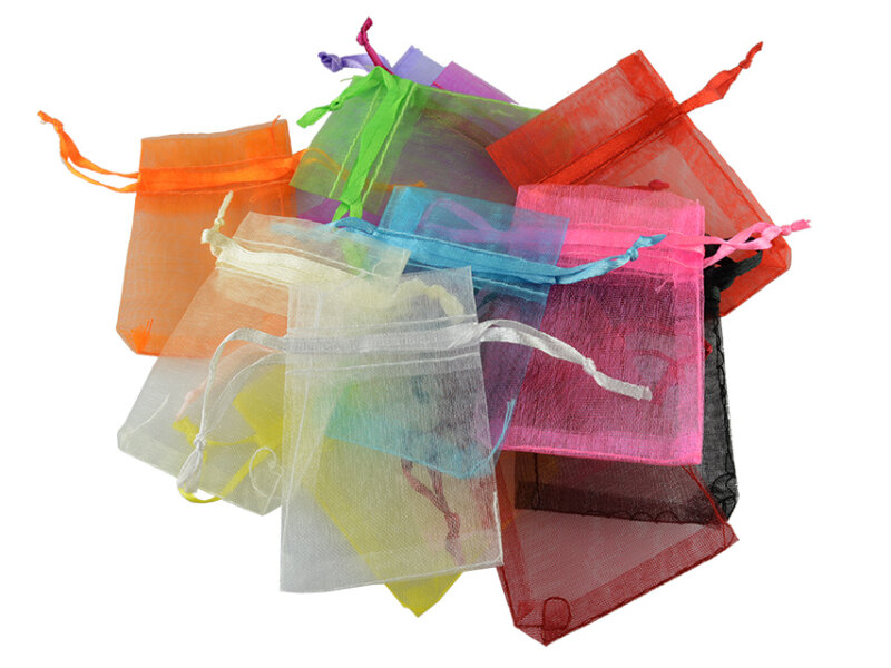 10 Organzasäckchen im Farbmix 5,0 x 7,0 cm