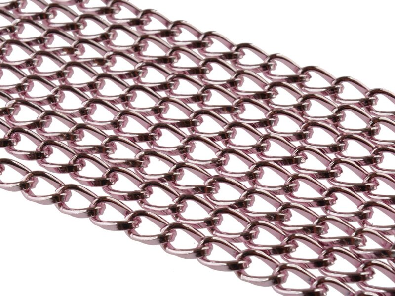 2 m Gliederkette aus Aluminium in rosa, 8,5 x 4,8mm