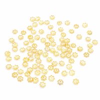 100 Perlkappen in goldfarben, 6 mm