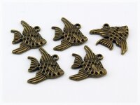 6 Anhänger Fisch in Vintage Bronze