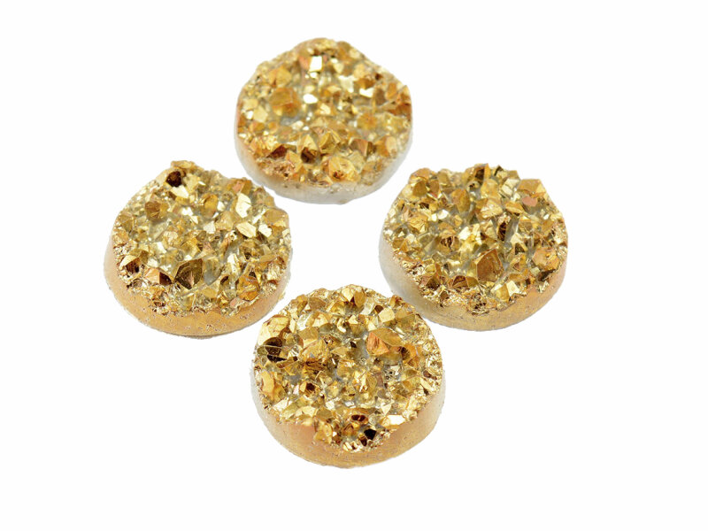4 Cabochons "Eiskristalle" in gold, 12 mm