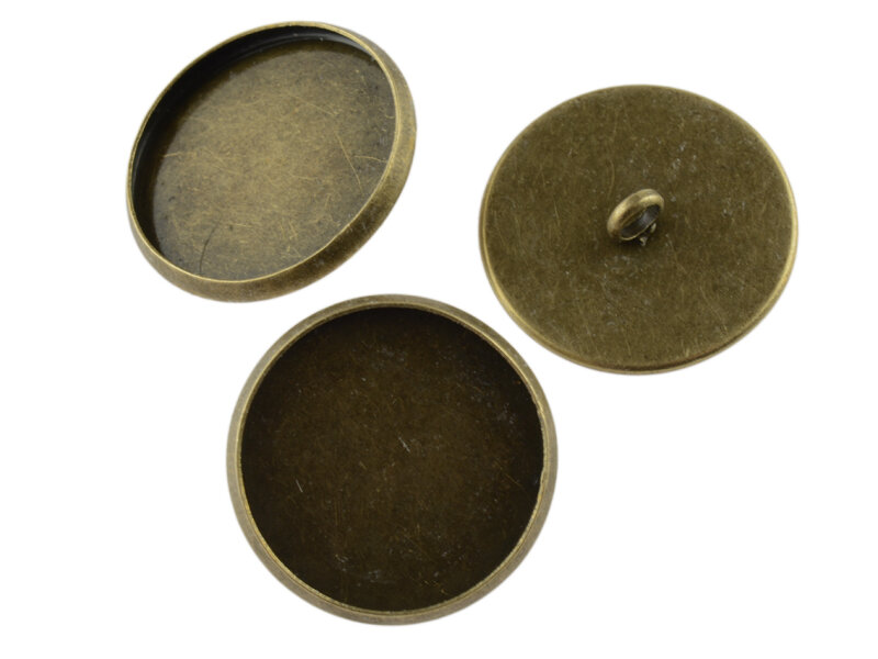 Schlichte Rahmen als Knöpfe in antik bronzefarben für 16 mm Cabochons 2 Stück
