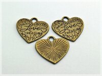5 Herzen in vintage Bronze