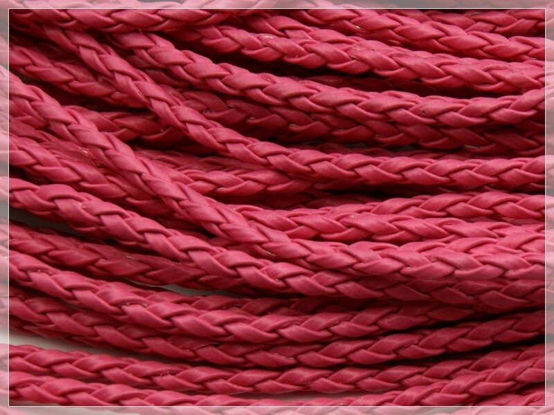 2 m Kunstlederband geflochten pink